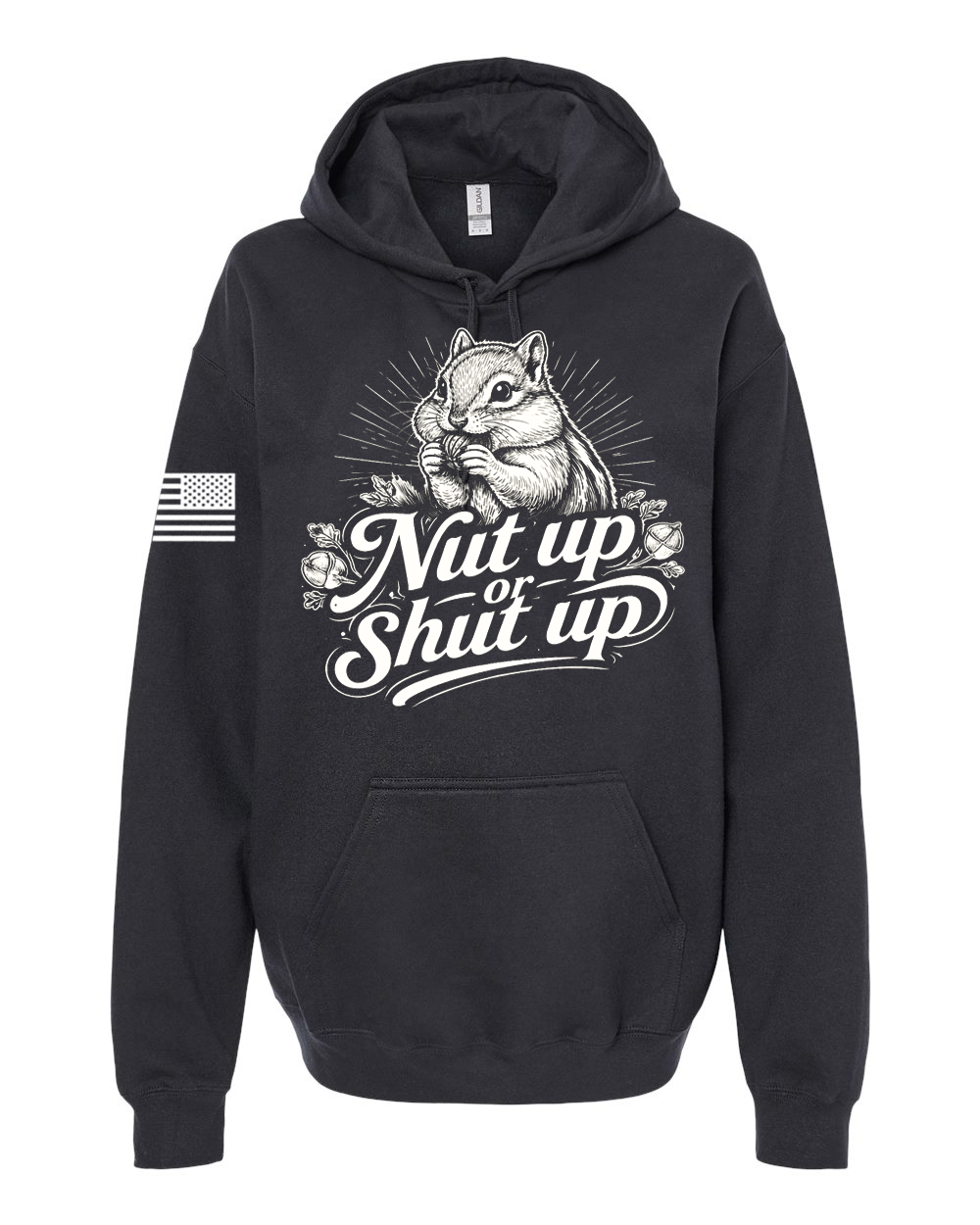 black Nut Up or Shut Up graphic Hoodie