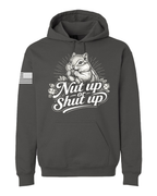 Dark Gray Nut Up or Shut Up graphic hoodie
